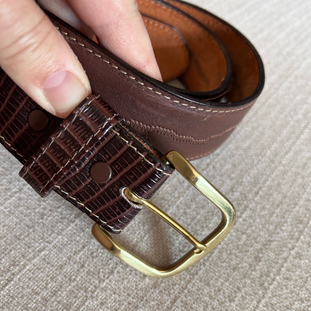 Vintage Lyntone Leather Lizard Grain Trim Belt Size 32